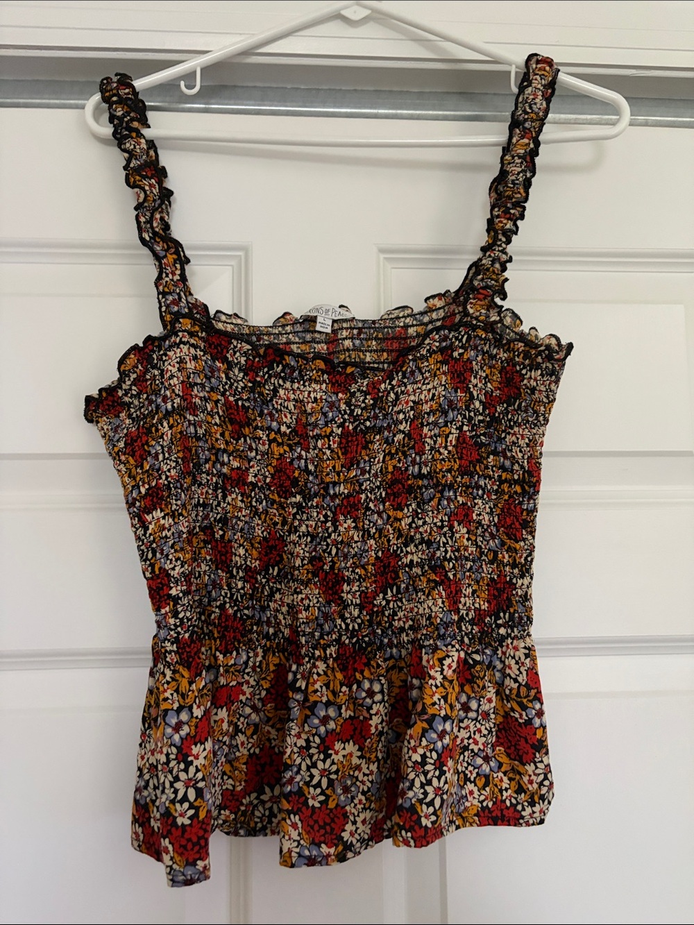 Smocked Floral Tank Top - Red Floral